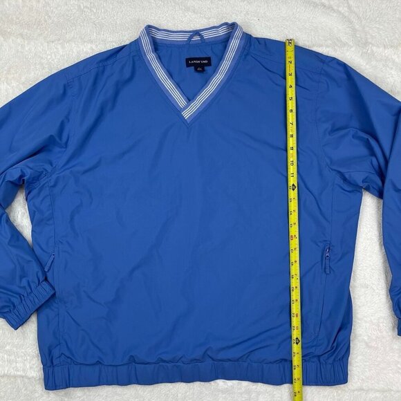 Lands' End Pullover Windbreaker Jacket Mens XL 46-48 Blue Zip Pocket Mesh Lined - Picture 7 of 8